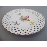 A late 19th / early 20th century century Meissen porcelain cabinet plate; reticulated border and