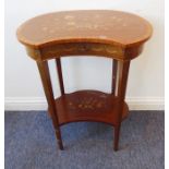 An early 20th century kidney-shaped painted mahogany and crossbanded centre table; the central