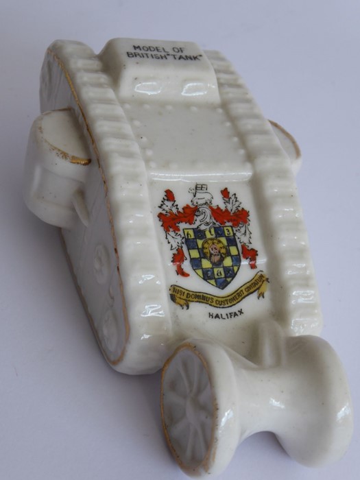 Three Arcadian and one Willow Art crested china models: the Arcadian models comprising two WWI tanks - Image 5 of 10