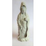 A finely modelled Japanese blanc de chine ceramic model of the Japanese goddess Kannonsama; she