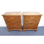 A pair of reproduction walnut bachelor's chests for restoration; of small proportions and in 18th