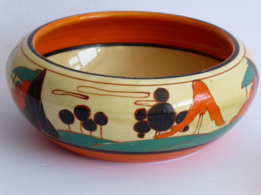 Two pieces of Clarice Cliff pottery: an Art Deco circular pottery bowl hand-decorated in the ' - Image 2 of 8