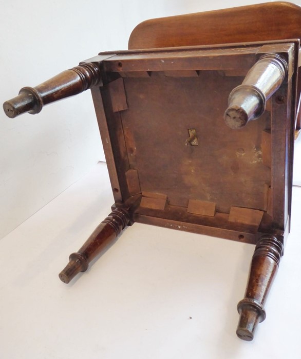 A late Regency-period child's mahogany highchair on stand; tablet-shaped top-rail, scrolling arms - Image 12 of 13
