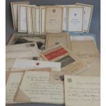 A very interesting and varied selection of letters, invitation cards, printed ephemera and material,