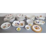 A Royal Worcester 'Evesham' part dinner service: 6 x 26cm, 21cm and 17cm plates, 5 x 17cm bowls,