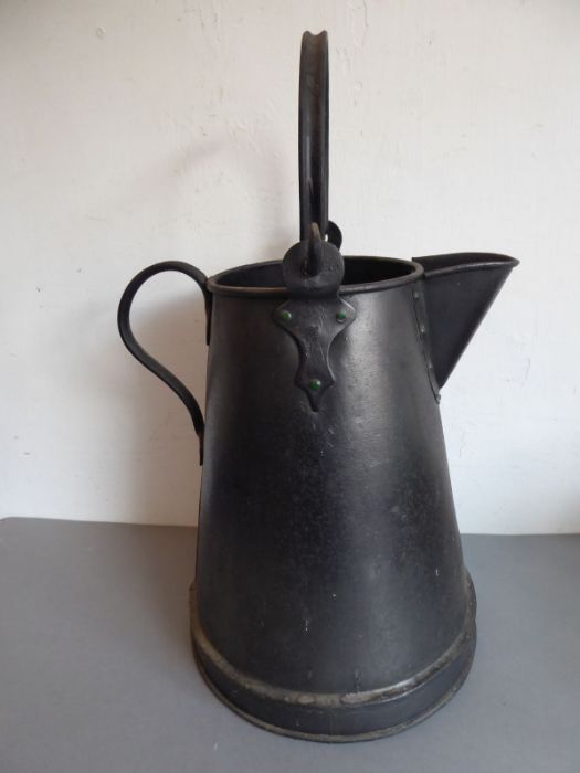 A selection of metalware to include an early 20th century Continental-style conical tin jug having - Image 4 of 7