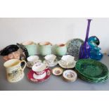 A good selection of ceramics and glassware to include finely hand-decorated Dresden cups and