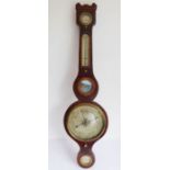 A 19th century cased and boxwood-strung wall hanging wheel barometer for restoration; the lower