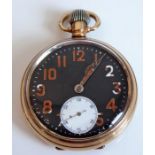 A Rolex military-type pocket watch; the gold-plated case marked for the Dennison Watch Case Co., '