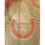 A thermal lined curtain/Roman blind in a heavy Art Deco-style material with a cord and tassel