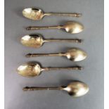 A set of six silver-gilt teaspoons