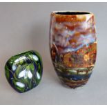 Two Anita Harris Art Pottery vases signed in gold to their undersides. The larger vase of bulging