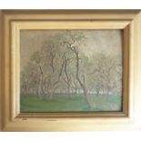 Hal Woolf (British 1902-1962) - Study of a group of trees. Signed oil on board 13 x 16 ¼ ins (33 x