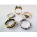 Five 9-carat gold and diamond rings (total gross weight 12.56g)