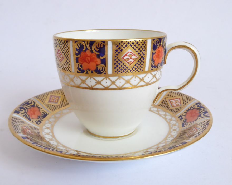 Five Royal Crown Derby coffee cups and (seven) saucers. Each piece finely gilded and decorated in - Image 2 of 3