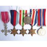 A military MBE and five WW2 medals: the France & Germany, Italy and 1939-1945 Stars, and two War