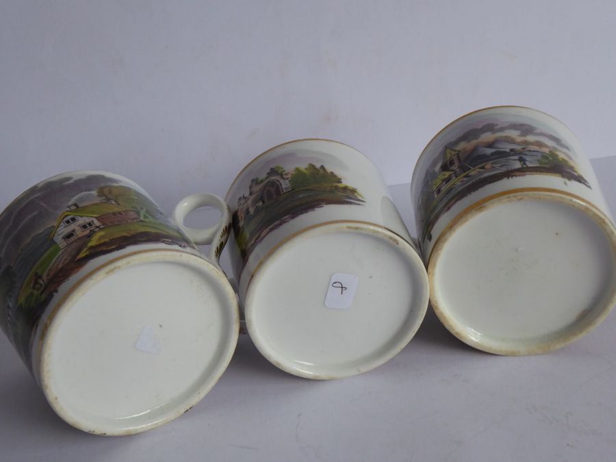 Five early 19th century English porcelain coffee cans. Each with two individual transfer-decorated - Image 9 of 11