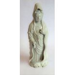 A finely modelled Japanese blanc-de-chine ceramic model of the Japanese goddess, Kannonsama. She
