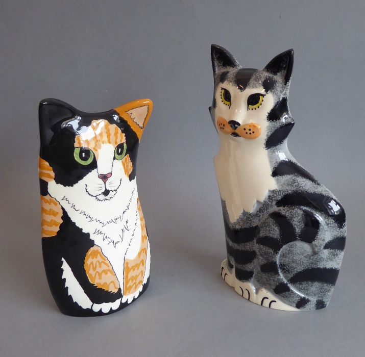 Sixteen ceramic cat models to include three blue-and-white Rye Pottery examples, one by Beswick and - Image 10 of 17