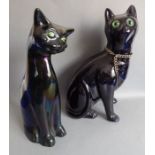 Two late 19th / early 20th century models of cats: C.H. Brannam - Barnstable (the tail with some