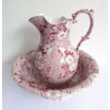 A Spode Archive Collection ceramic jug and bowl in the 'Primula' design - the underside of the