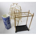 A late 19th century Aesthetic-style four-division waterfall-type Canterbury/magazine rack, a six-