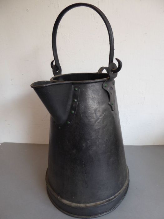 A selection of metalware to include an early 20th century Continental-style conical tin jug having - Image 5 of 7