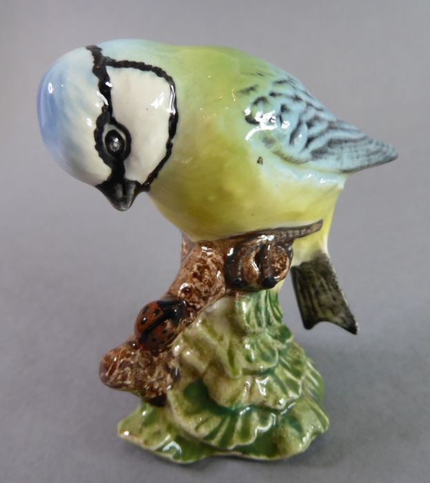 Eight hand-decorated Beswick birds: Bullfinch (x 2), Blue Tit (x 2), Goldfinch, Greenfinch, - Image 14 of 26