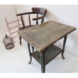 A selection of items including a smoker's bow armchair with patinated elm seat, an early 20th