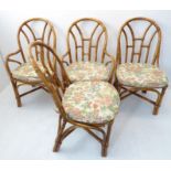 A set of four bentwood conservatory-style chairs having padded cushions (2+2)