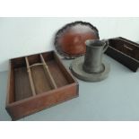 A late 19th / early 20th century three-division mahogany cutlery tray; another similar period two-