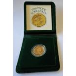 A green velvet cased 1980 proof sovereign