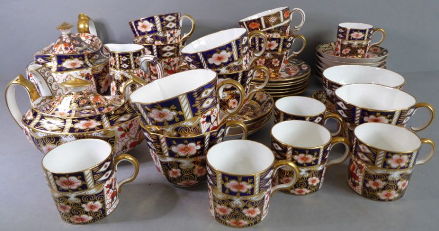 Royal Crown Derby tea and coffee wares; hand gilded and decorated in the Imari palette and