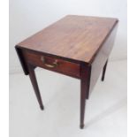 A late 18th century George III period mahogany Pembroke table of small proportions; single end-