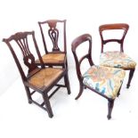 An 18th century vernacular oak side chair and one other slightly larger example of similar style and