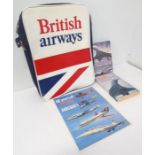 A British Airways flight bag and its contents: ‘60 Years of British Airways Aircraft 1919-1981’ (