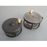 Two fishing reels: a C. Farlow & Co. Ltd. 'Holdfast' 4½ " reel the foot marked A3905; a Forrest &