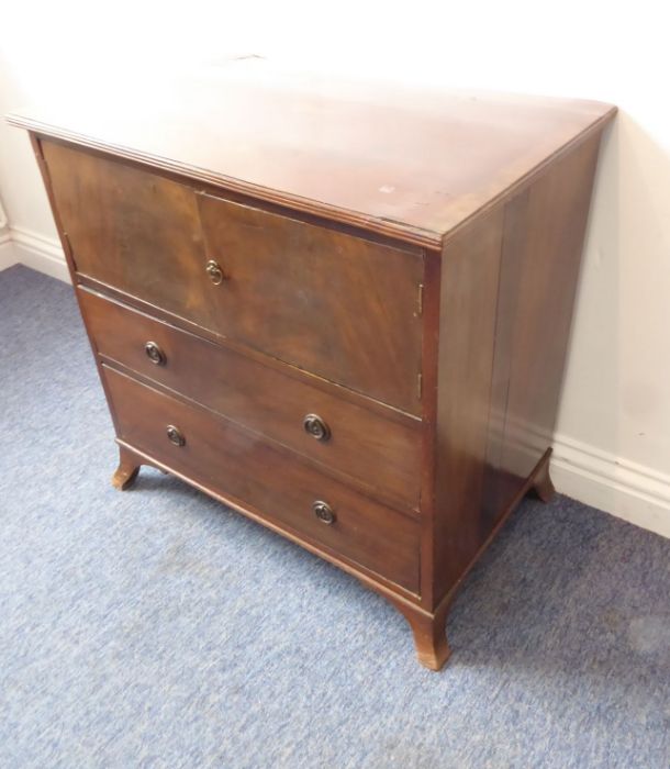 A 19th century (with adaptions) mahogany side cabinet; the reeded edge top above two doors further - Image 2 of 6