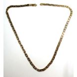 A fancy flat link chain necklace; the clasp stamped '585' (length 45cm, 19.9g)