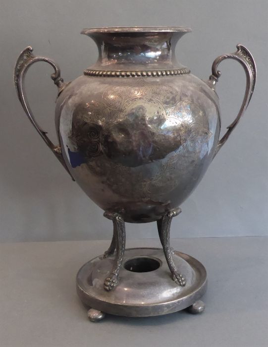 A large and heavy late 19th century silver-plated samovar (minus cover) - Image 4 of 4