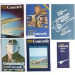 A rare 1978 Concorde timetable together with three early brochures, a 'Supersonic Stereo' inflight