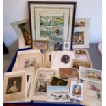 An interesting selection to include a Rupert the Bear coloured print signed 'Best wishes John