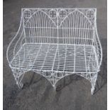 A wirework two-seater garden sofa in 19th century style (97cm wide x 64cm deepest)