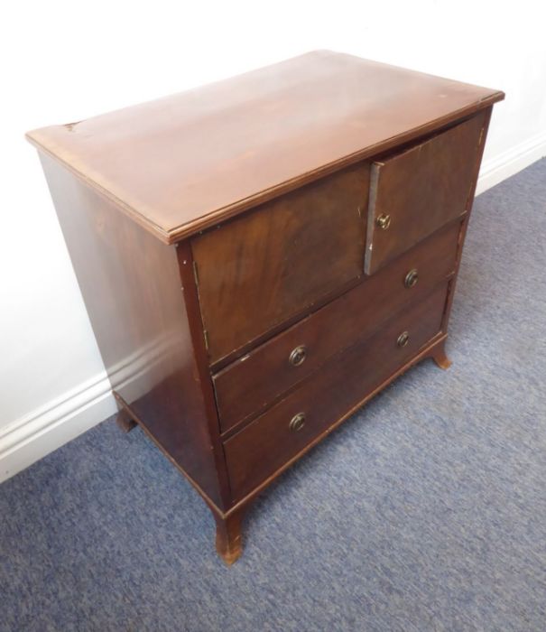 A 19th century (with adaptions) mahogany side cabinet; the reeded edge top above two doors further - Image 4 of 6