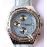 A lady's stainless steel and diamond set wrist watch by Imperialto with seconds sweep, date aperture