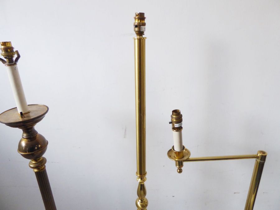 Three brass lamp standards on circular bases (the tallest 150cm high) - Image 6 of 6