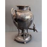 A large and heavy late 19th century silver-plated samovar (minus cover)