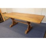 A farmhouse-style refectory table of good colour (220cm long x 93cm wide x 74cm high)