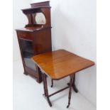 An early 20th century Edwardian mahogany, satinwood crossbanded and boxwood-strung music cabinet;