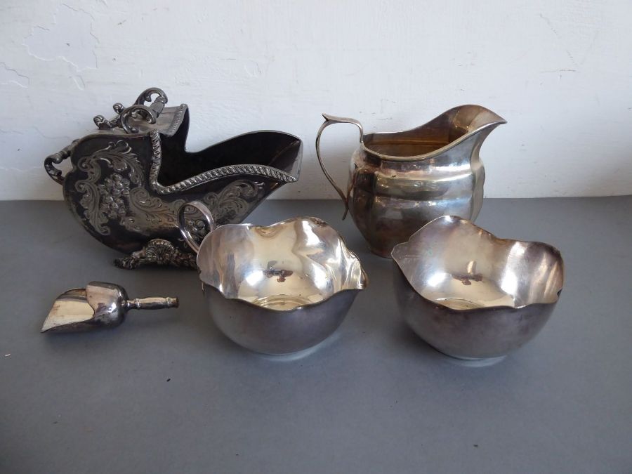 Two boxes of assorted, mostly 19th century, silver plate and pewter tankards. To include two pairs - Image 8 of 10